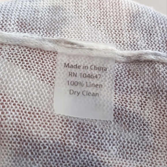 Kinross 100% Linen V-Neck Artsy Watercolor Short-Sleeve Coastal Blouse - Picture 9 of 9